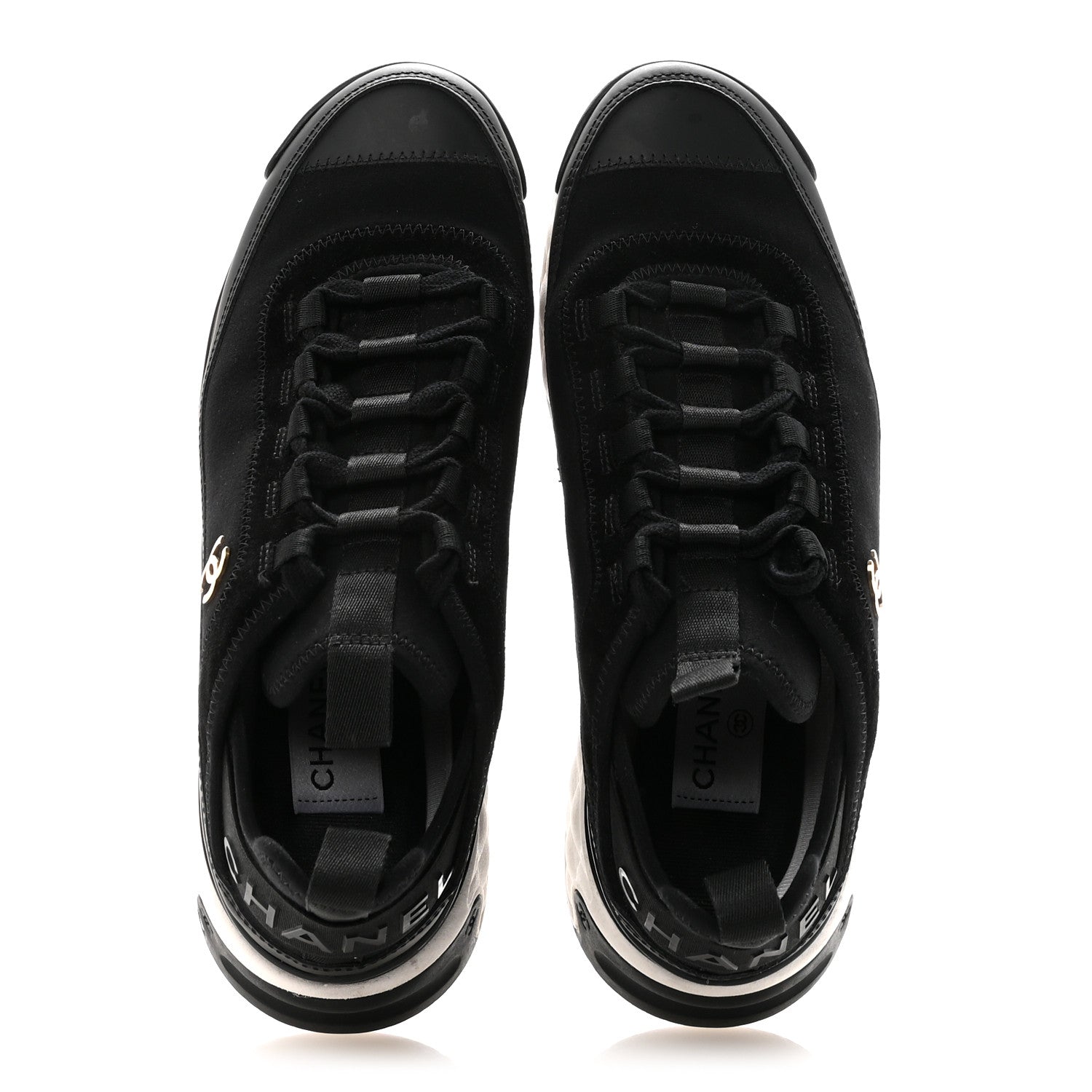 Chanel Velvet Calfskin Mixed Fibers CC Sneakers 39 Black 39 Black 2 of 10