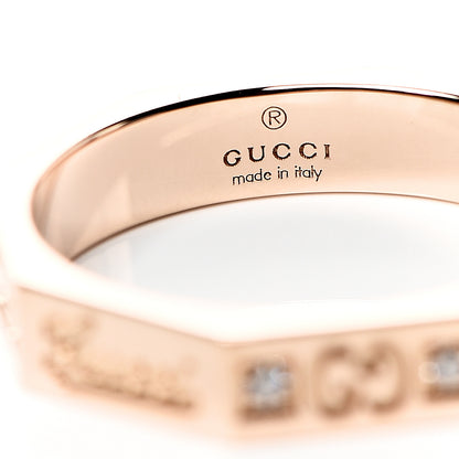 Gucci 18K Rose Gold Diamond Octagon Logo Band Ring 50 5.25 4 of 5