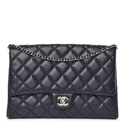 Chanel Caviar Quilted Clutch With Chain Flap Blue 1 of 7