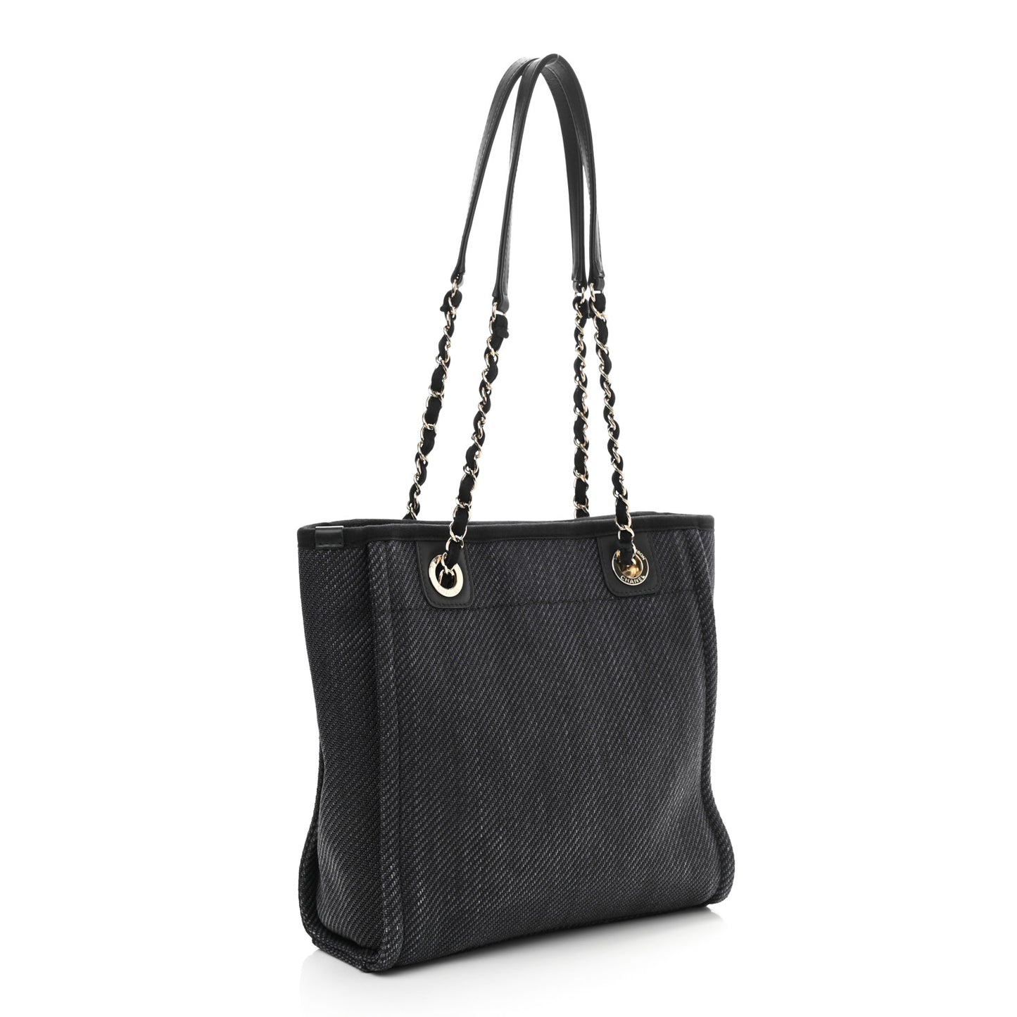 Mixed Fibers Calfskin Mini Deauville Tote Black