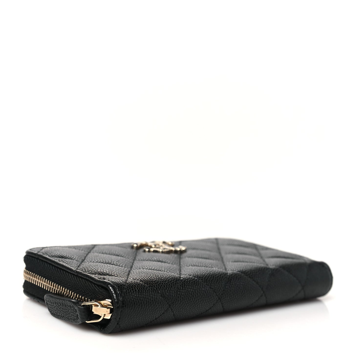 Caviar Quilted Medium Zip Around Wallet Black