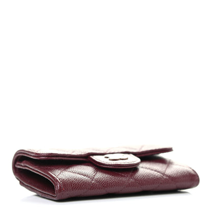 Chanel Iridescent Caviar Quilted Flap Card Holder Wallet Burgundy 3 of 6