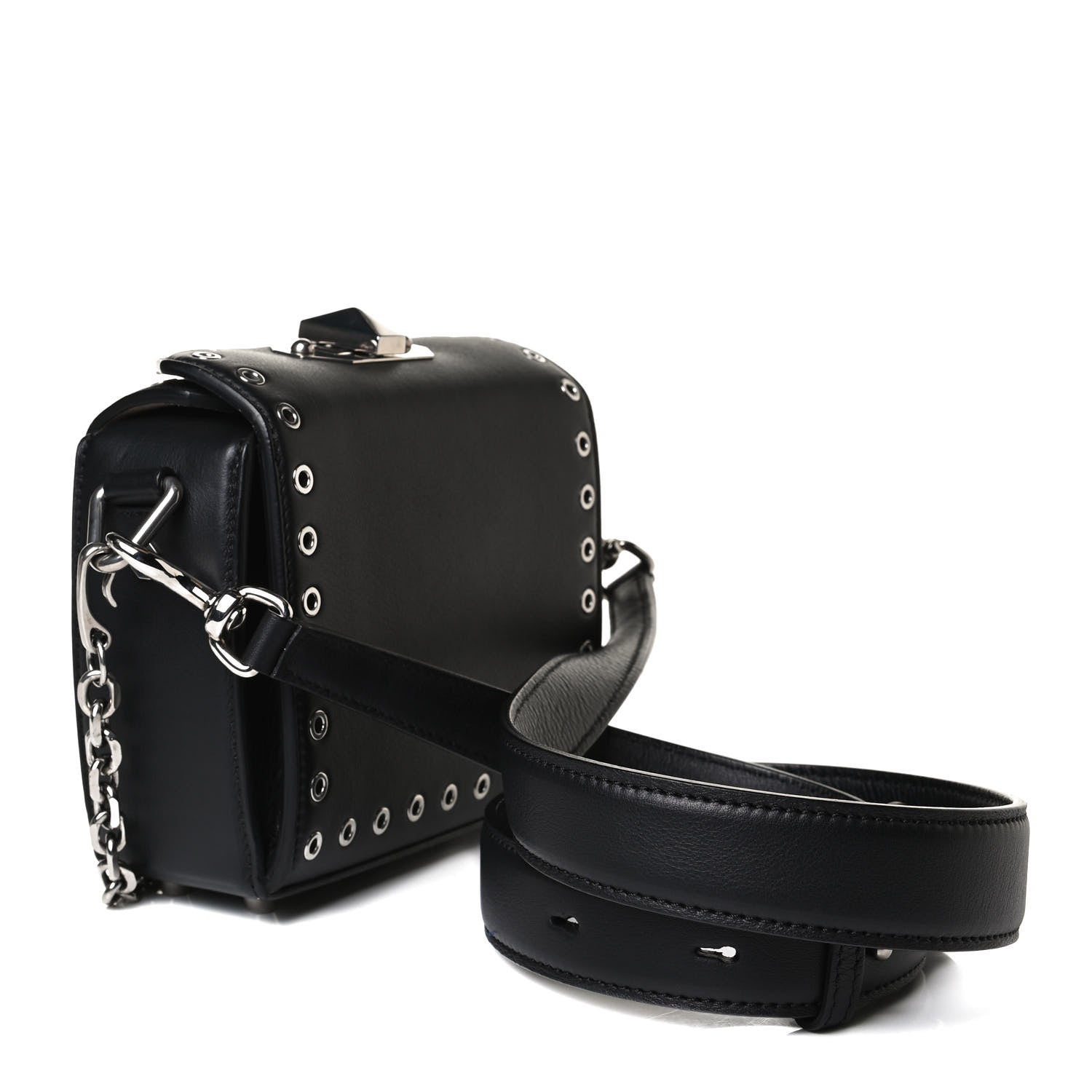 Alexander McQueen Fine Grain Goatskin Perforated Box Shoulder Bag 16 Black 3 of 16