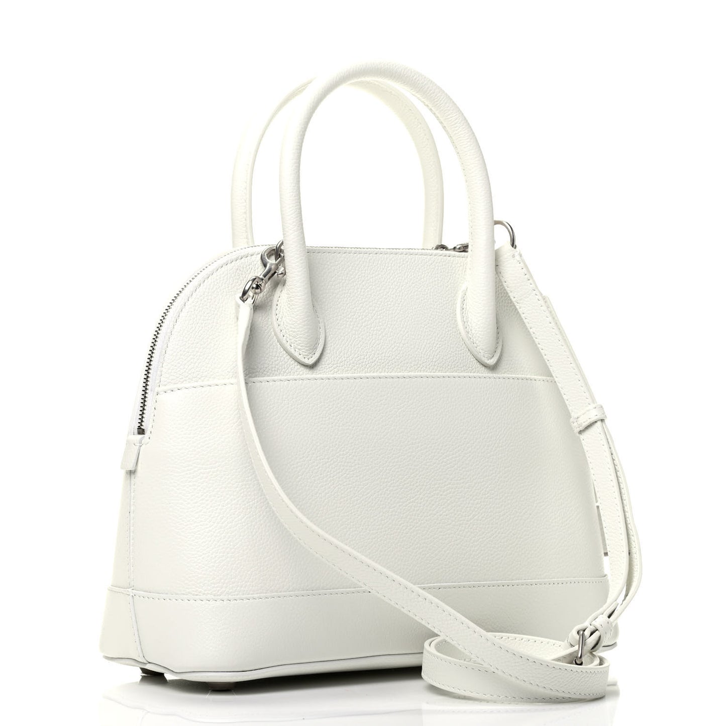 Grained Calfskin Logo S Ville Top Handle Bag White Black