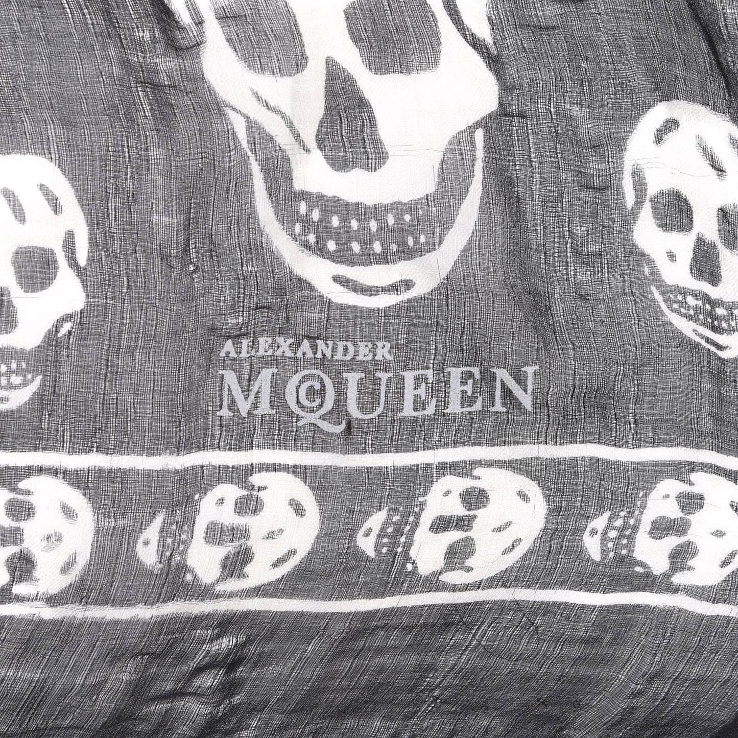 Silk Chiffon Skull Scarf Black Ivory