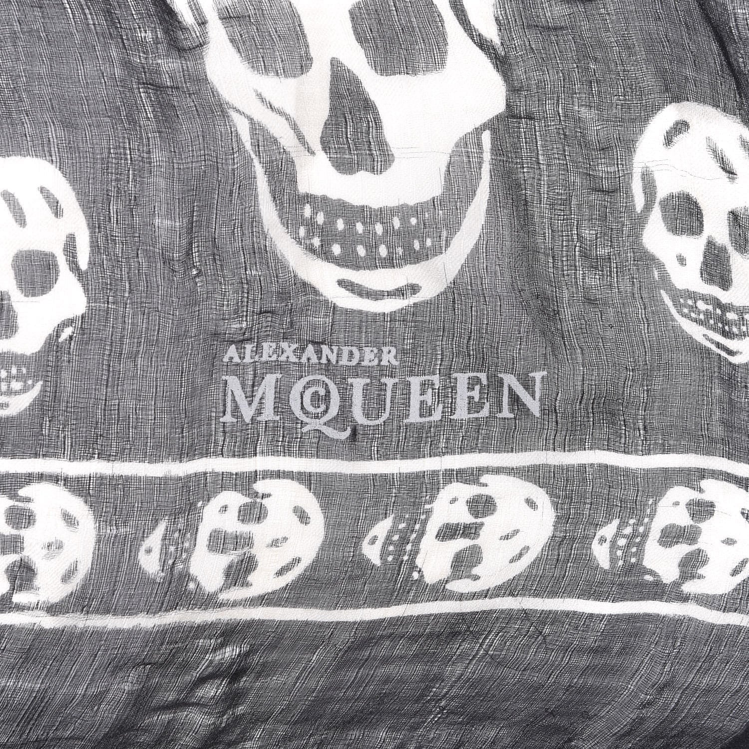 Alexander McQueen Silk Chiffon Skull Scarf Black Ivory 3 of 4
