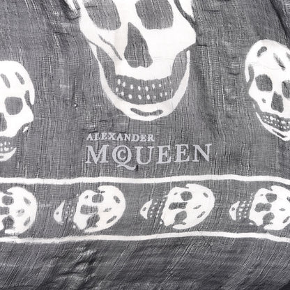 Alexander McQueen Silk Chiffon Skull Scarf Black Ivory 3 of 4