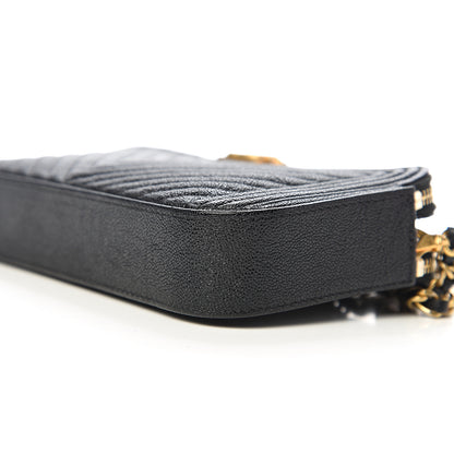 Chanel Caviar Chevron Small Boy Clutch With Chain Black 8 of 10