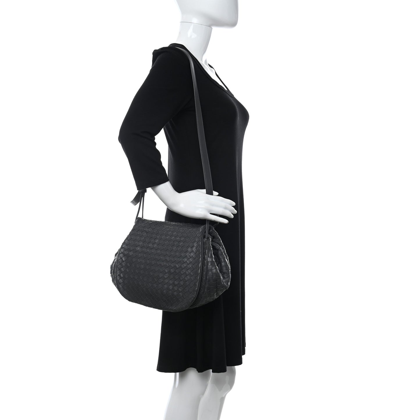 Nappa Intrecciato Message Bag Grey