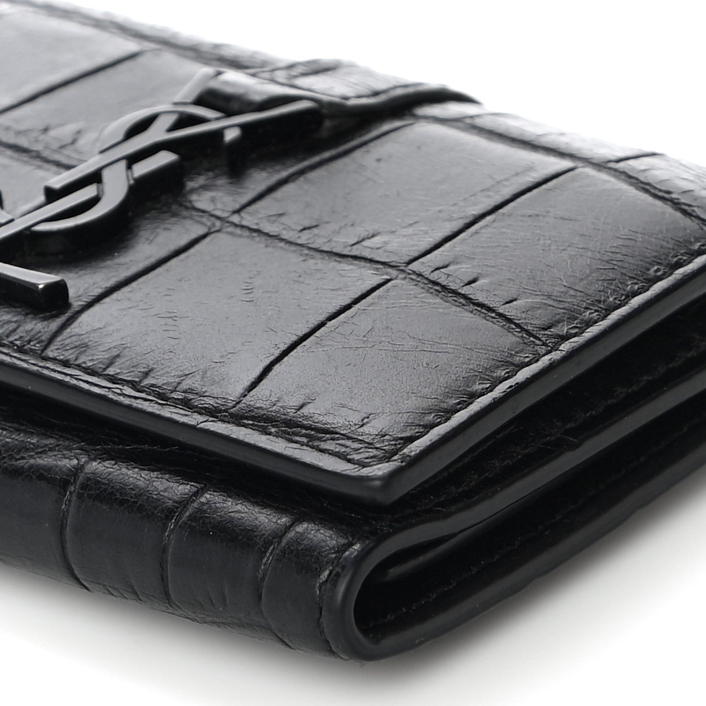 Calfskin Crocodile Embossed Key Holder Wallet Black