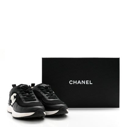 Chanel Calfskin Mesh Lycra Suede Womens Logo Sneakers 38.5 Black 11 of 11