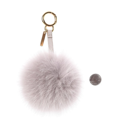 Fendi Fox Fur Vitello Elite Pom Pom Bag Charm Grigio Perla 2 of 4