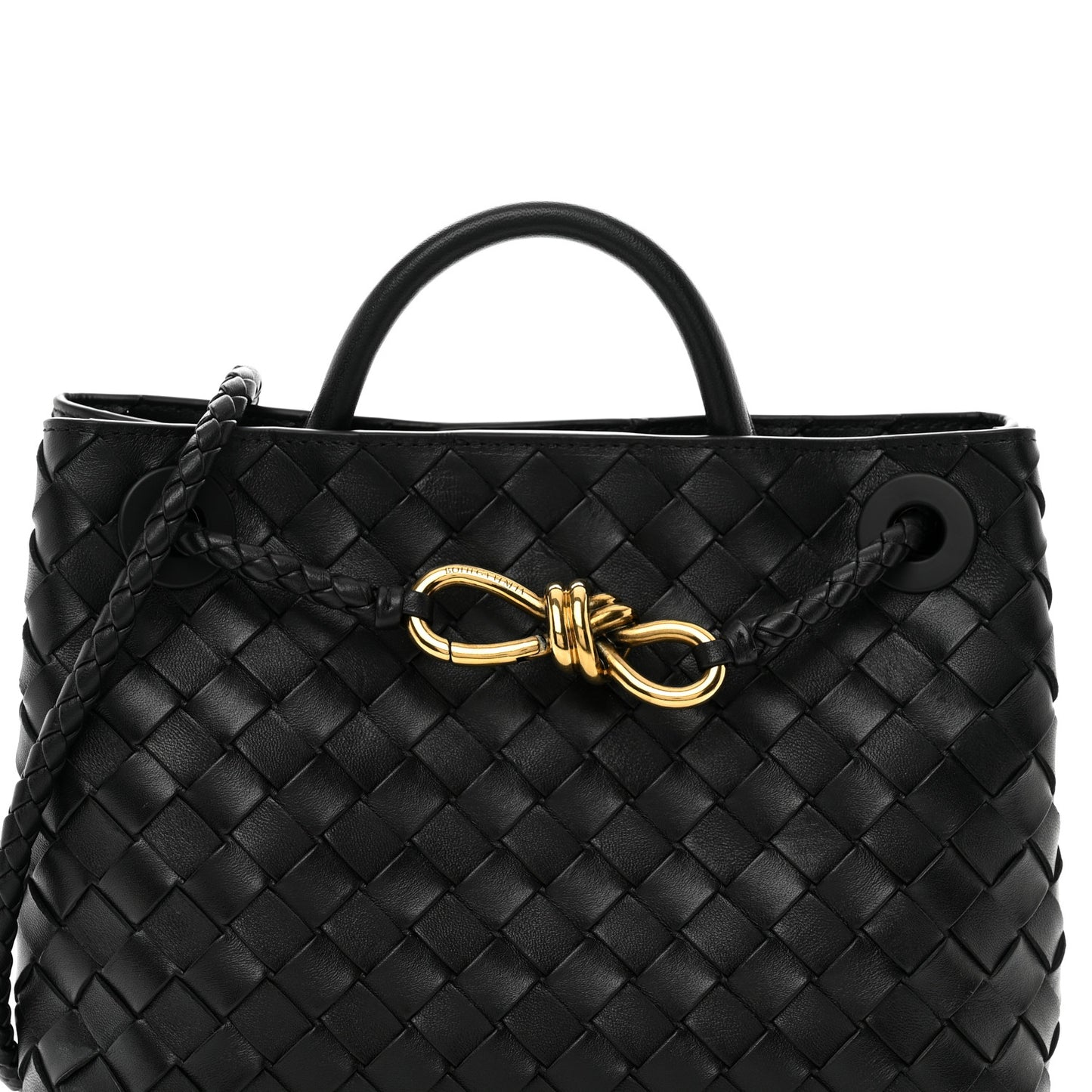 Nappa Intrecciato Small Andiamo Shoulder Bag Black
