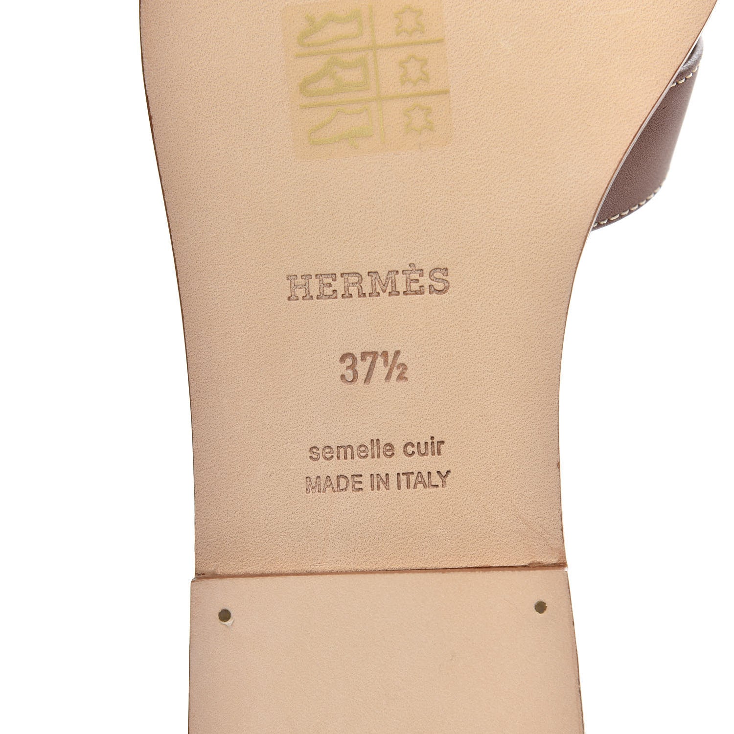 Hermes Box Calfskin Oran Sandals 37.5 Gold 6 of 9