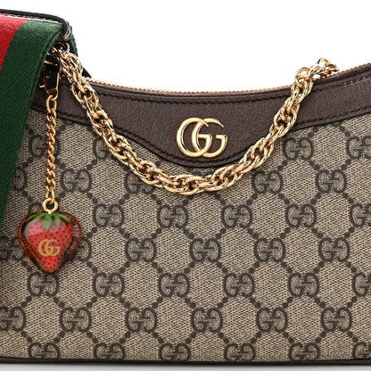 Gucci GG Supreme Monogram Textured Dollar Calfskin Web Small Ophidia GG Handbag Beige Ebony New Acero 7 of 10