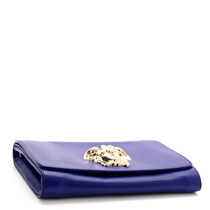 Versace Lambskin Palazzo Chain Evening Bag Blue 4 of 10