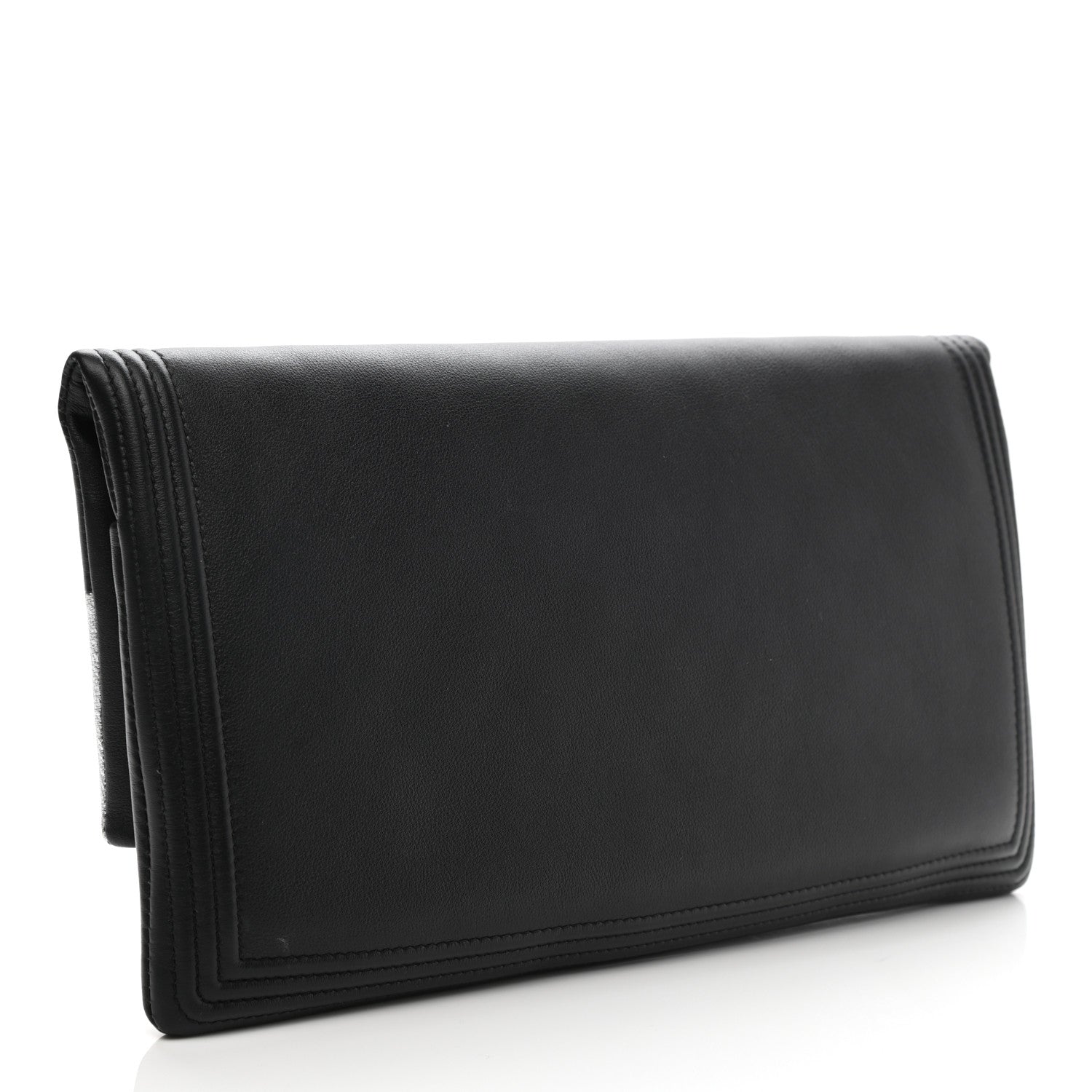 Chanel Metallic Goatskin Beauty CC Boy Clutch Black Silver 3 of 7