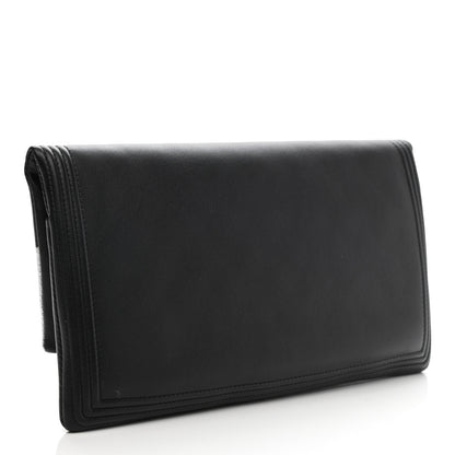 Chanel Metallic Goatskin Beauty CC Boy Clutch Black Silver 3 of 7