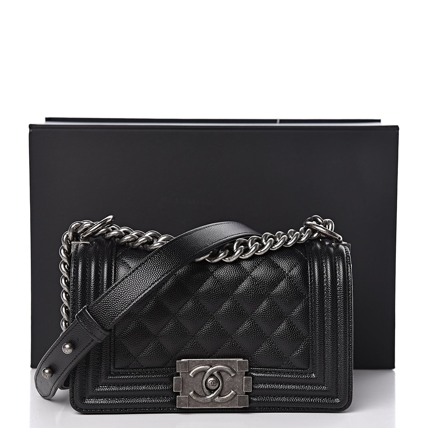 Caviar Quilted Small Boy Flap Black