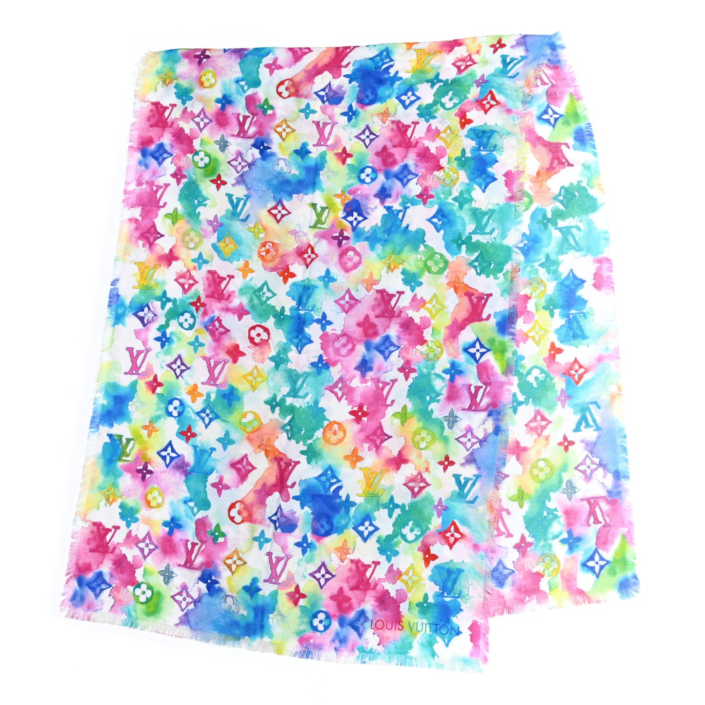 Cotton Monogram Essential Watercolor Stole Multicolor