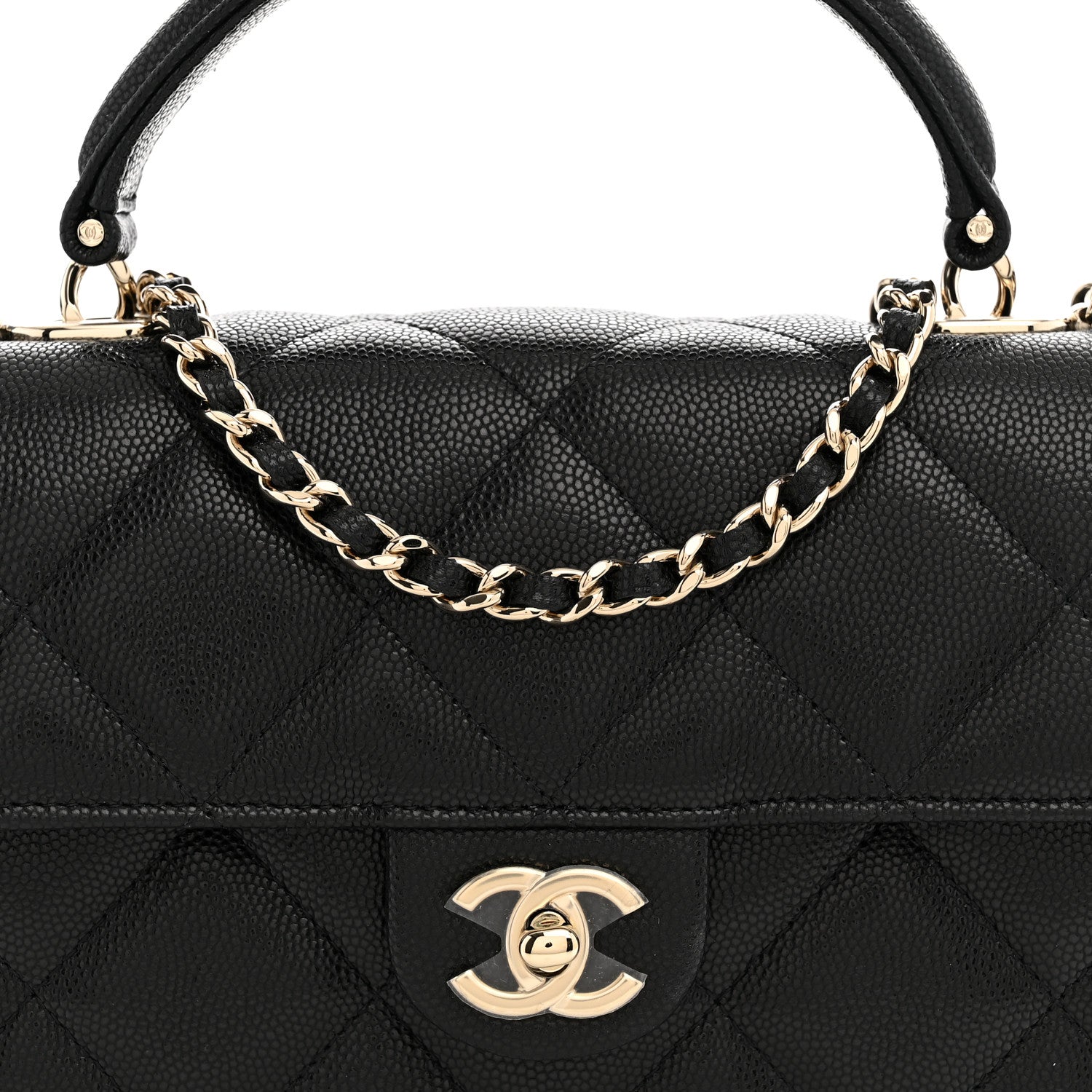 Chanel Caviar Quilted Retro Mini Twist Top Handle Clutch Flap Black 7 of 10