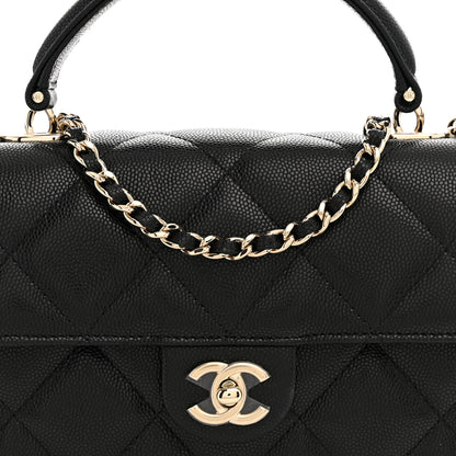 Chanel Caviar Quilted Retro Mini Twist Top Handle Clutch Flap Black 7 of 10