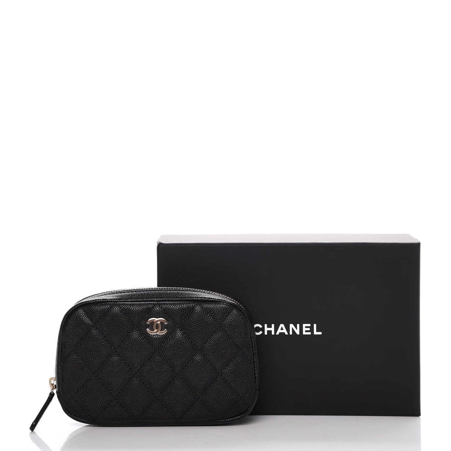 Chanel Caviar Quilted Small Curvy Pouch Cosmetic Case Black 8 of 8