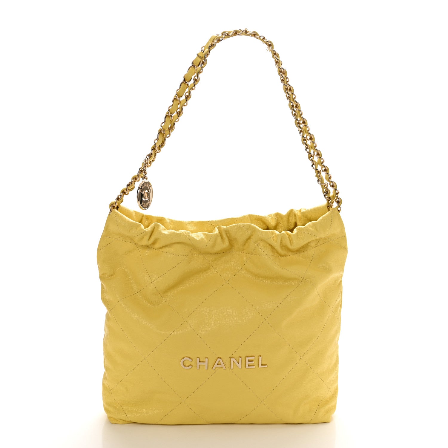 Chanel Shiny Caviar Quilted Small Chanel 22 Yellow 3 of 12