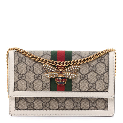 Gucci GG Supreme Monogram Web Queen Margaret Chain Wallet White 1 of 10