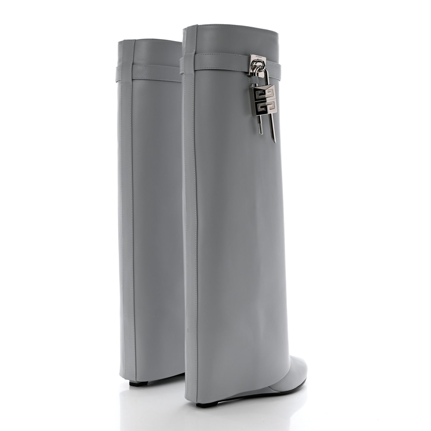 Box Calfskin Shark Lock Pant Boots 38 Grey