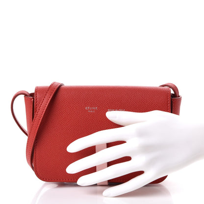Celine Grained Shiny Calfskin Strap Clutch Scarlet 3 of 9