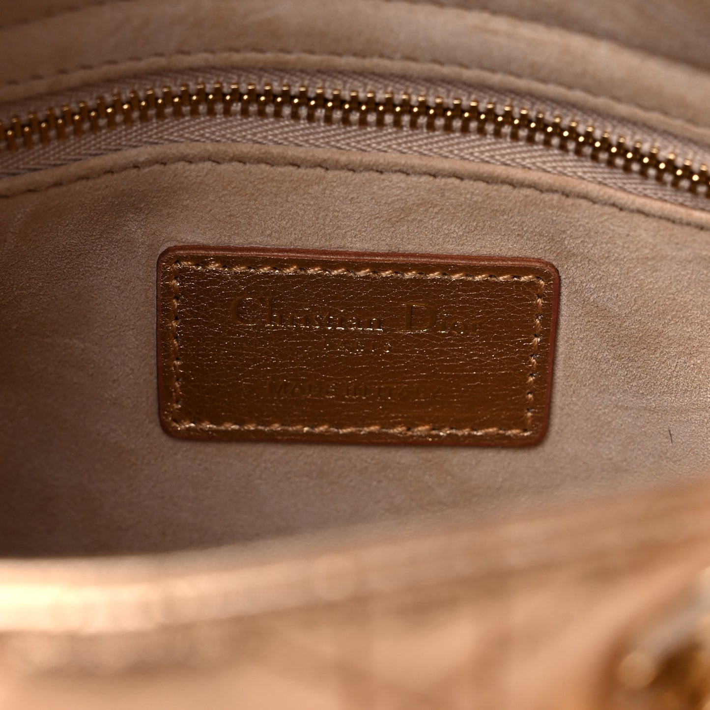 Metallic Calfskin Cannage Small My ABCDior Lady Dior Gold