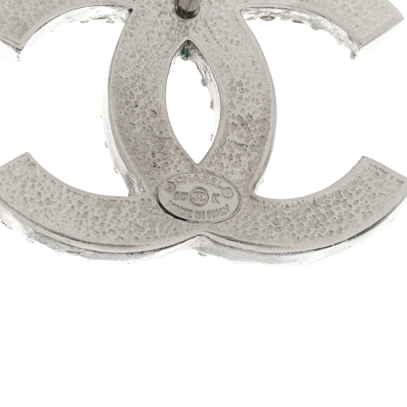 Crystal Large CC Earrings Silver