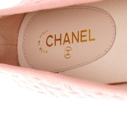 Chanel Tweed Suede Cap Toe Ballerina Flats 39 Pink Black 7 of 8