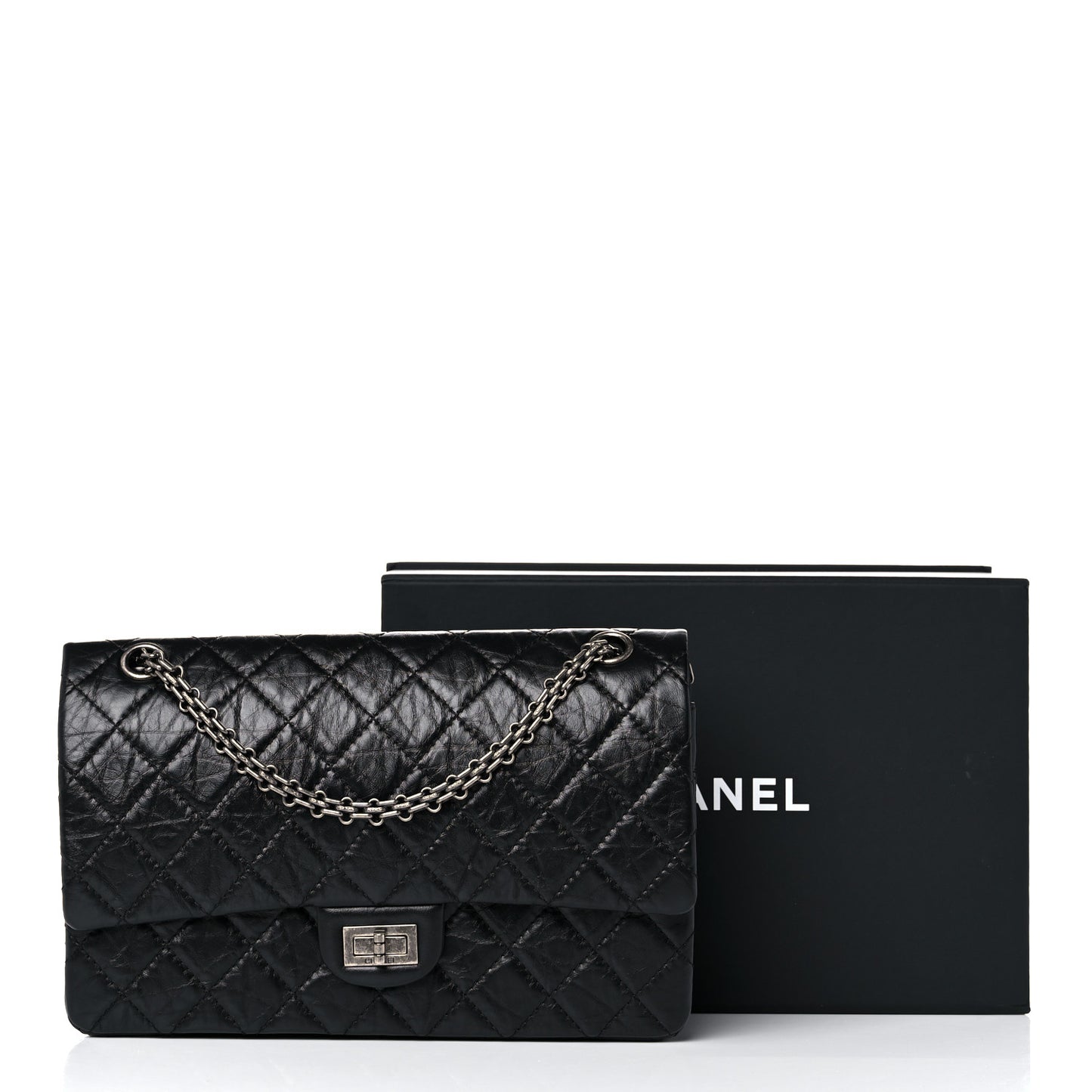 Aged Calfskin Quilted 2.55 Reissue 226 Flap Black