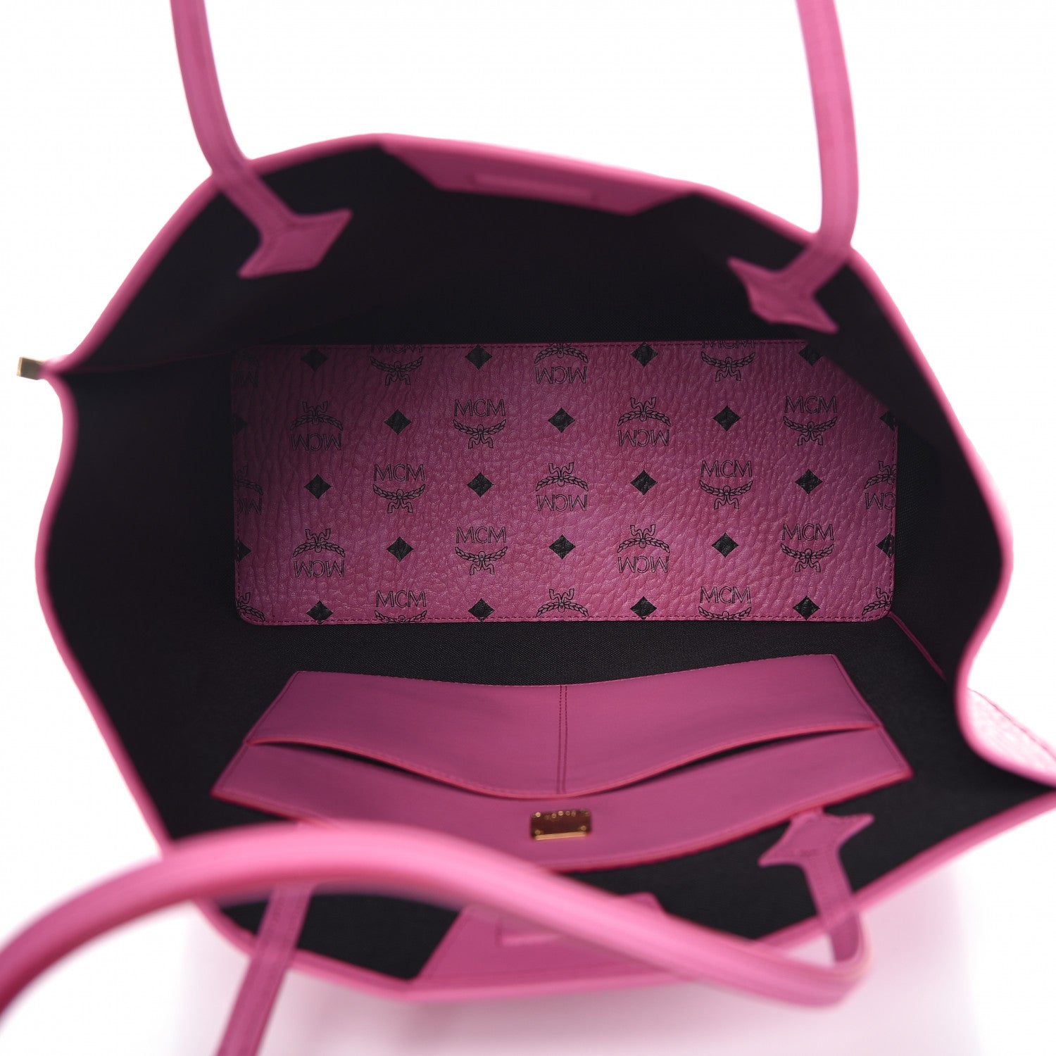 MCM Visetos Kira North South Shopper Tote Pink 6 of 9