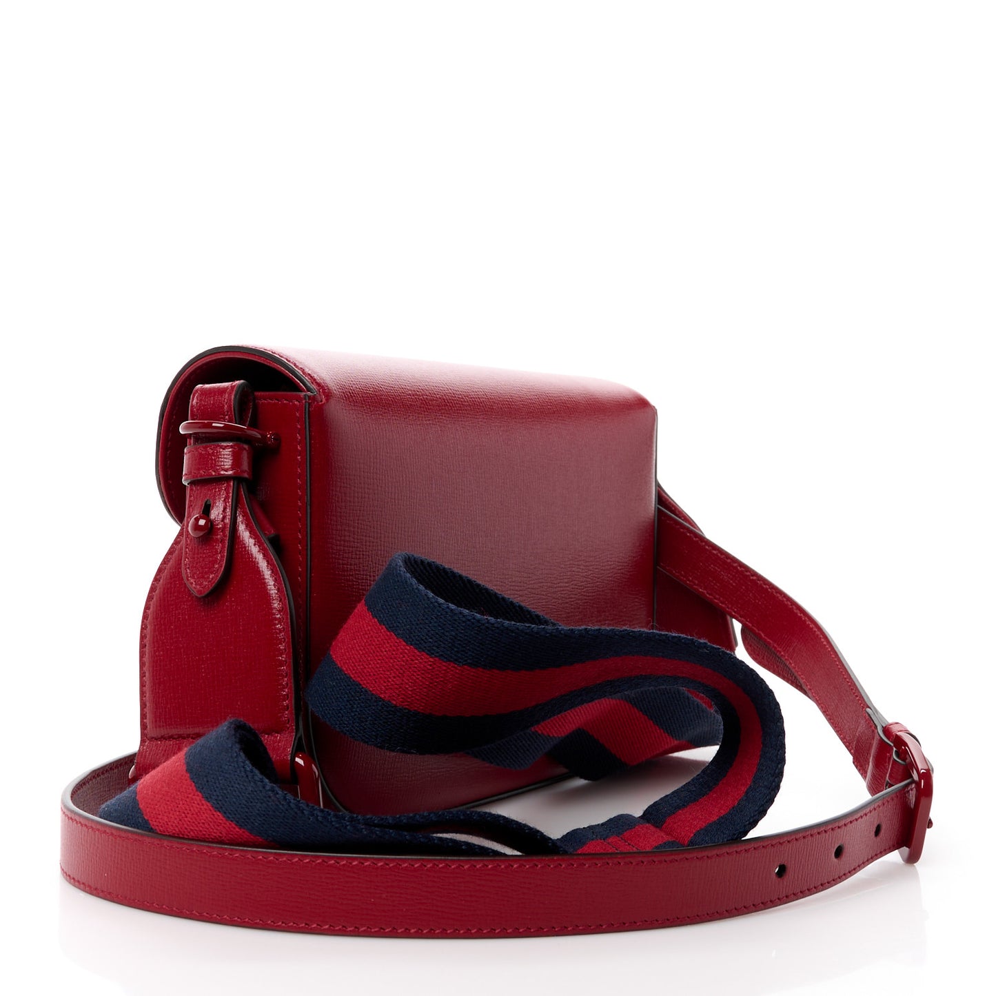 Azalea Calfskin Web Monochrome Horsebit 1955 Shoulder Bag New Cherry Red