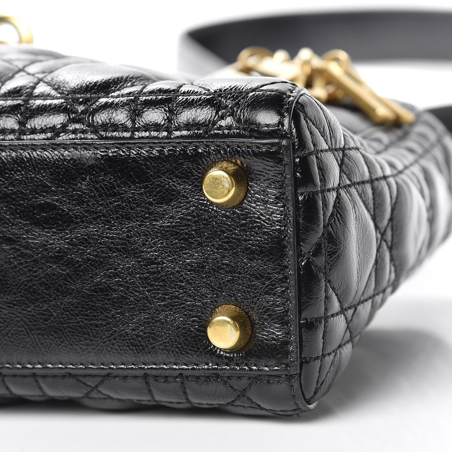 Christian Dior Crinkled Patent Cannage Small Lucky Badges My Lady Dior Black 7 of 10