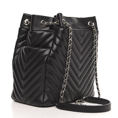 Chanel Lambskin Chevron Small Urban Spirit Drawstring Bag Black 3 of 11