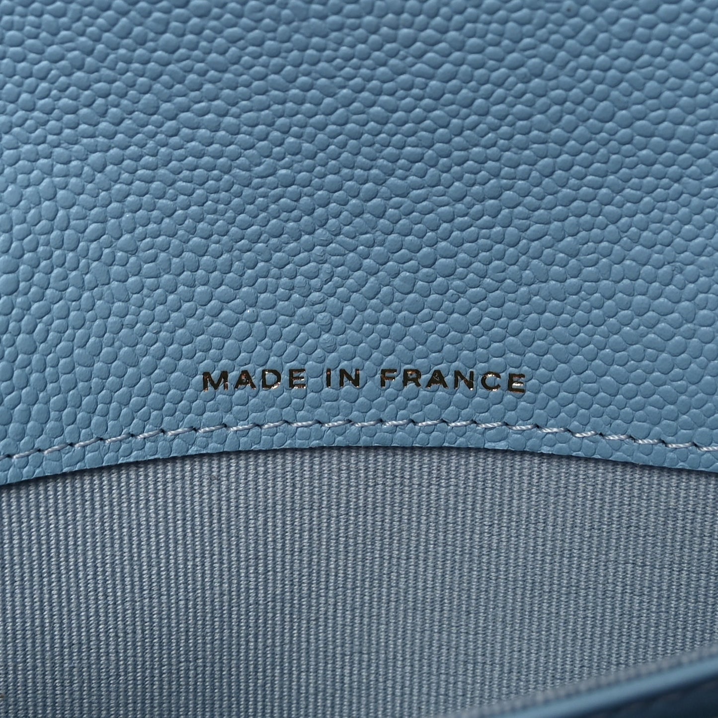 Caviar Quilted Large Gusset Flap Wallet Light Blue
