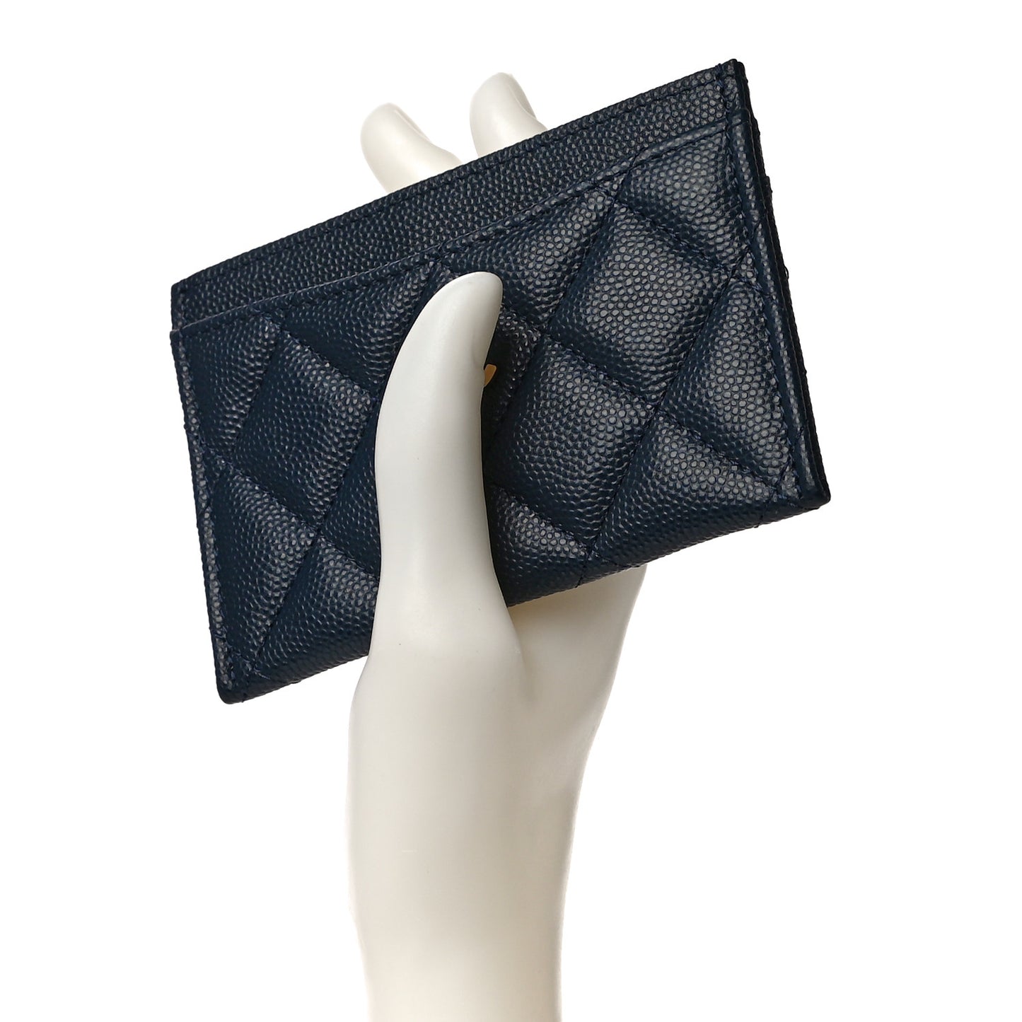 Caviar Quilted Card Holder Navy
