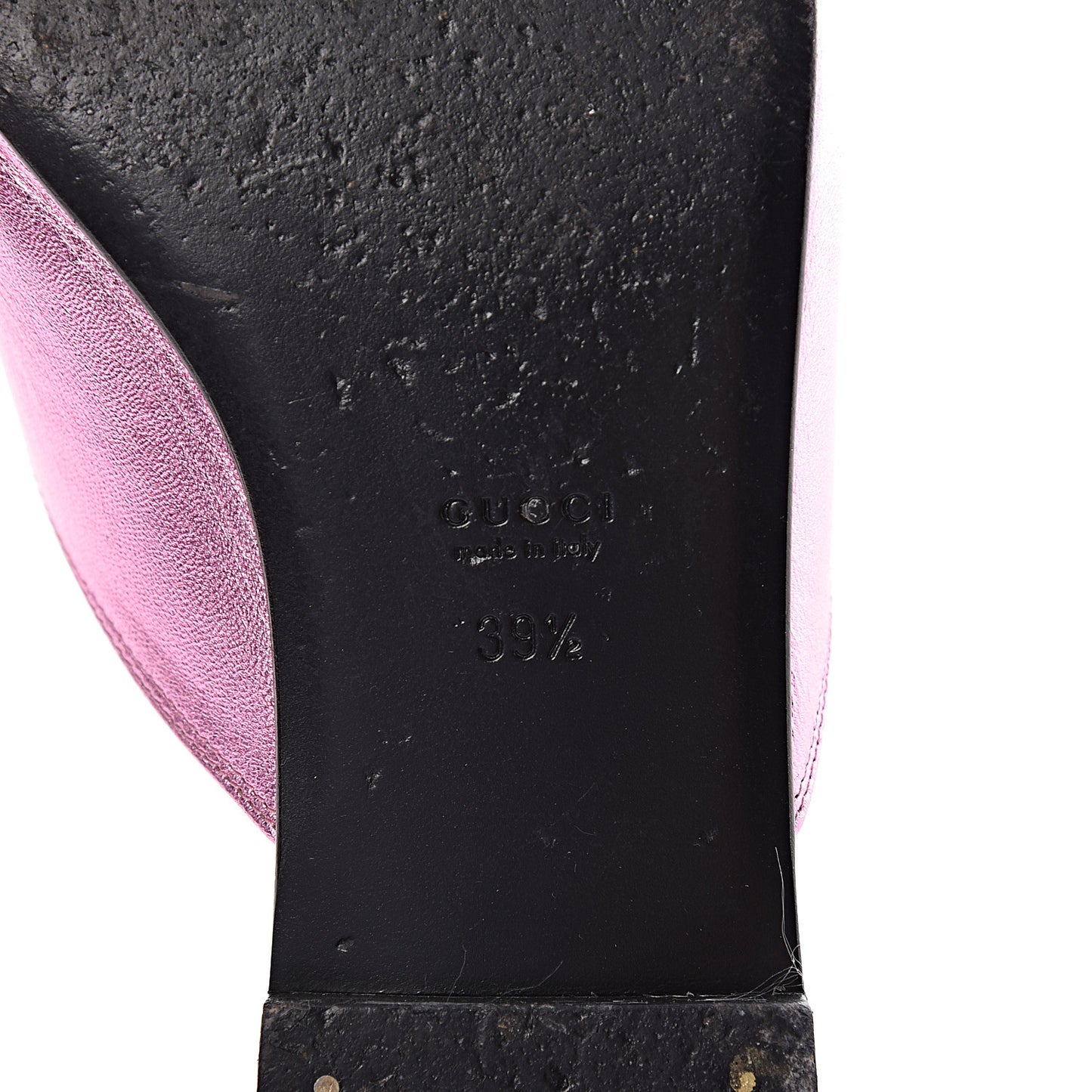 Metallic Malaga Kid Horsebit Slide Sandals 39.5 Rosa