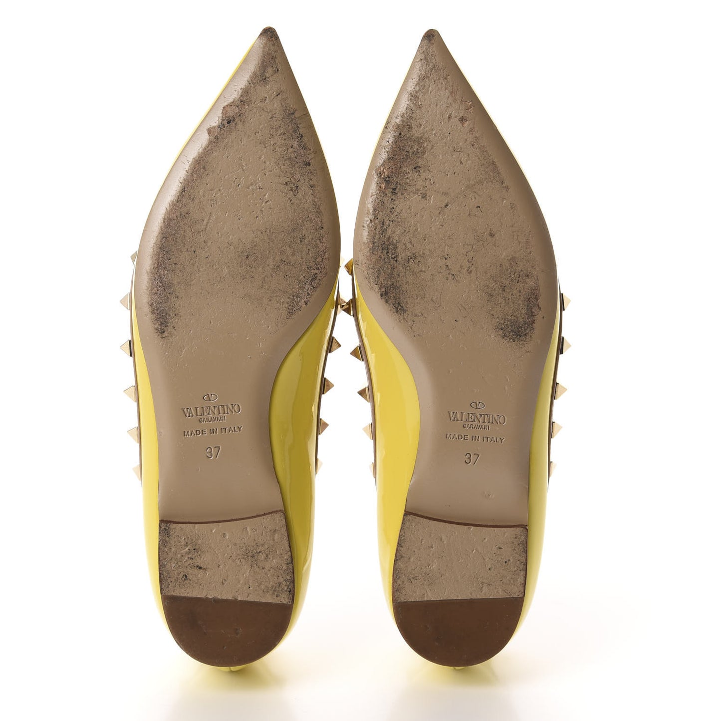 Patent Rockstud Ballerina Flats 37 Naples Yellow Poudre