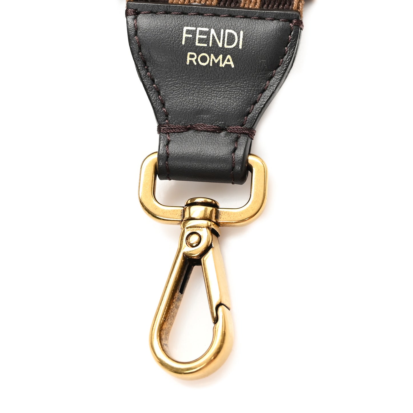 Ribbon Vitello Century FF 1974 Flat Studded Strap You Fango Marrone Ebano