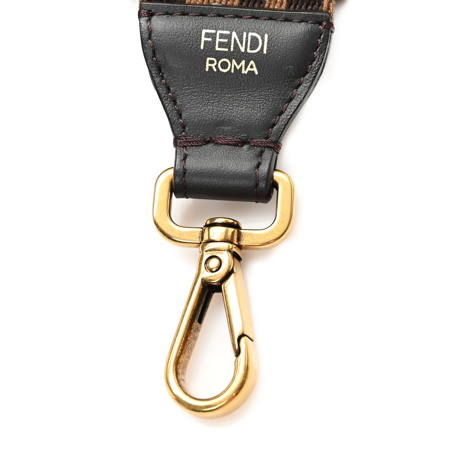 Fendi Ribbon Vitello Century FF 1974 Flat Studded Strap You Fango Marrone Ebano 3 of 4