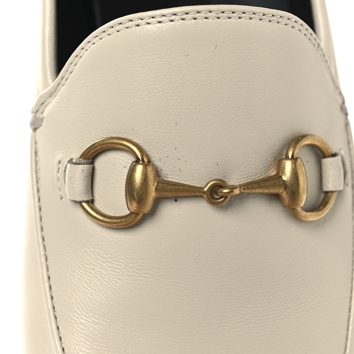 Gucci Lambskin Womens Brixton Horsebit Loafers 37 Mystic White 10 of 12