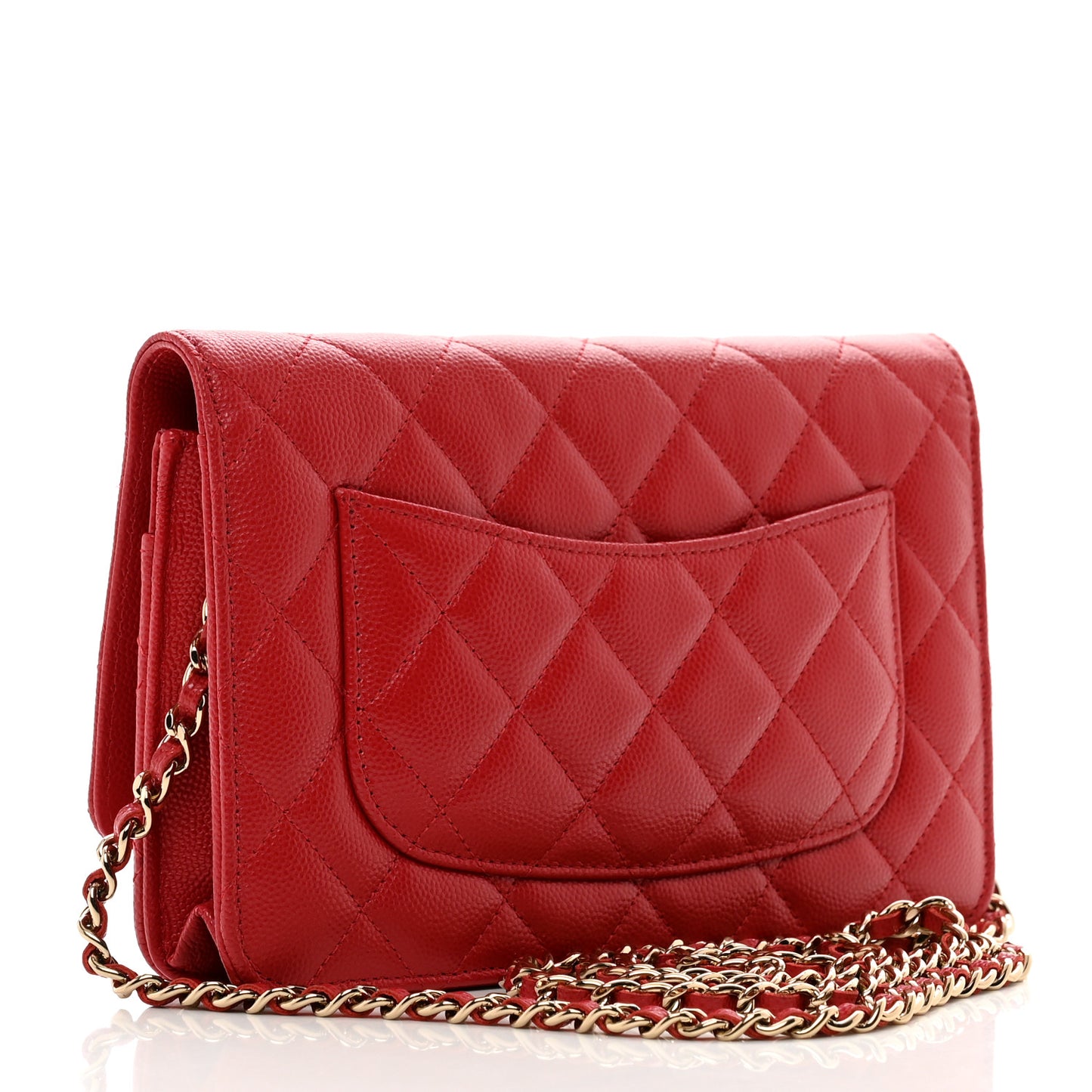 Caviar Quilted Wallet on Chain WOC Red