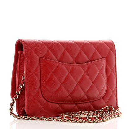 Chanel Caviar Quilted Wallet on Chain WOC Red 3 of 11