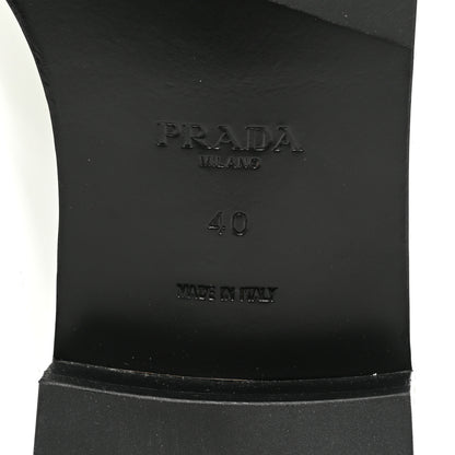 Prada Brushed Calfskin Metal Triangle Logo Mules 40 White 6 of 8