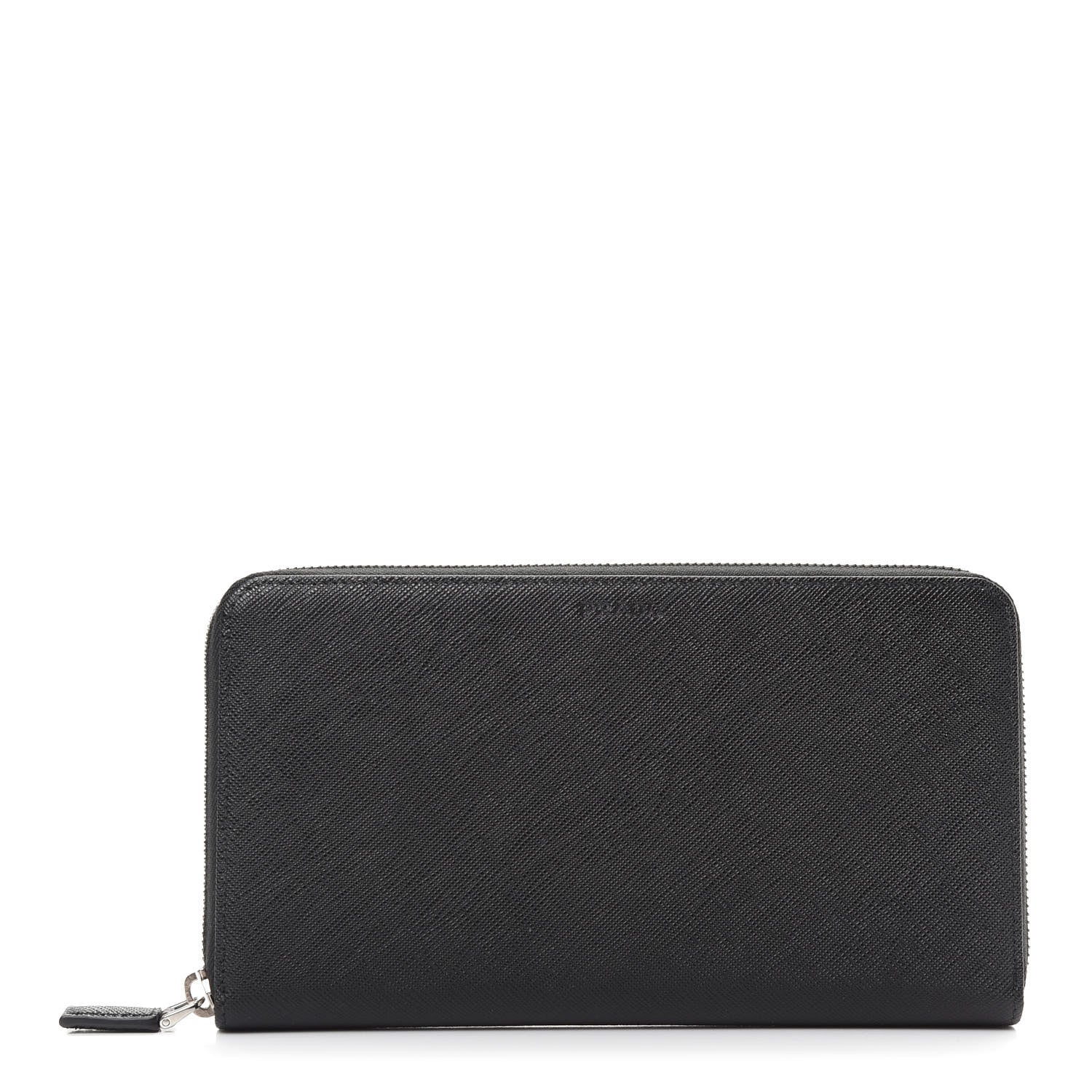 Prada Saffiano Large Zip Around Travel Wallet Black 1 of 8